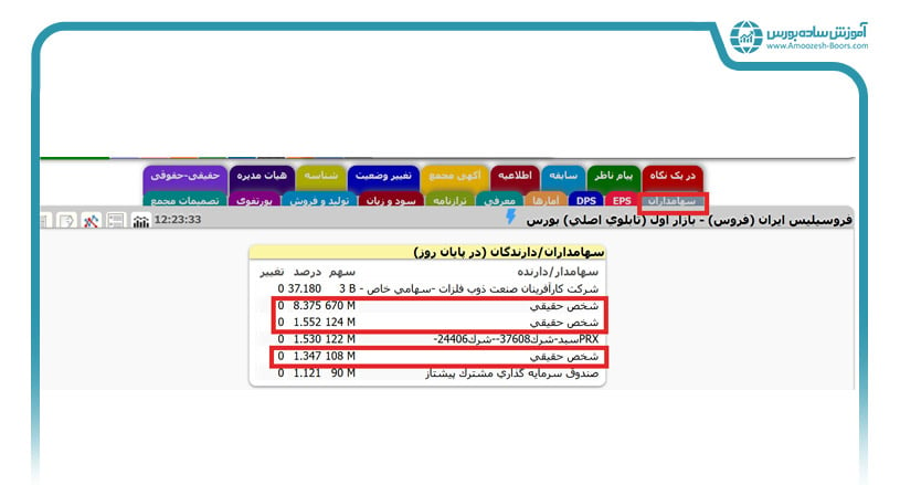 نام دقیق اشخاص حقیقی که سهامدار عمده شرکت هستند